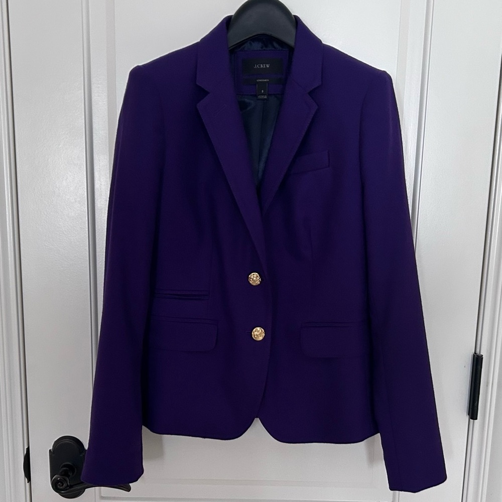 LIKE NEW J. CREW PURPLE WOOL SCHOOLBOY BLAZER (ORIGINAL) - SIZE 2 - Picture 2 of 12
